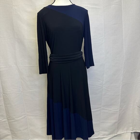 Lauren by Ralph Lauren Asymmetrical Color Block Dress Size 10 - Picture 4 of 11